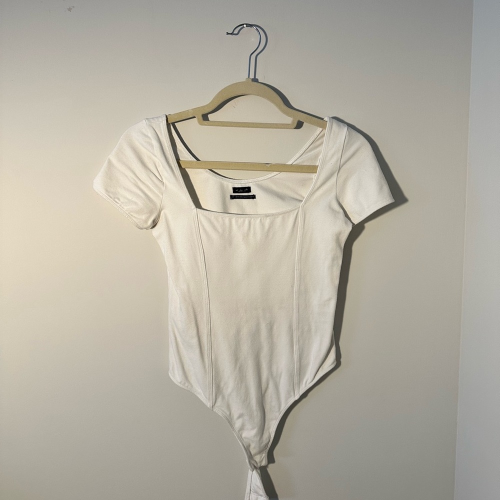 Out From Under Square Neck White Bodysuit